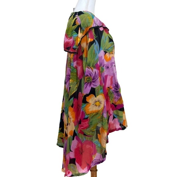 Live In Color vintage lightweight cotton floral tunic, medium, multicolor, artsy - Picture 2 of 6